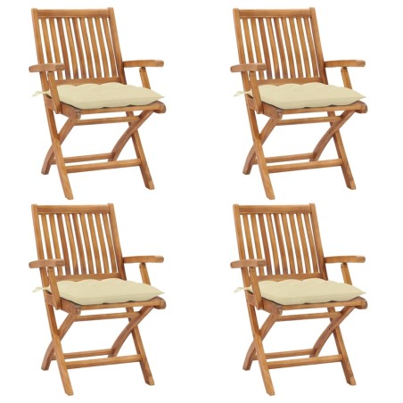 Klappbare Gartenstühle mit Kissen 4 Stk. Massivholz Teak