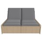 vidaXL Doppel-Sonnenliege mit Auflagen Beige Poly Rattan vidaXL Doppel-Sonnenliege mit Auflagen Beige Poly Rattan