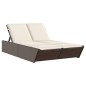 vidaXL Doppel-Sonnenliege mit Auflagen Braun Poly Rattan vidaXL Doppel-Sonnenliege mit Auflagen Braun Poly Rattan