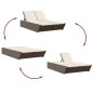 vidaXL Doppel-Sonnenliege mit Auflagen Braun Poly Rattan vidaXL Doppel-Sonnenliege mit Auflagen Braun Poly Rattan