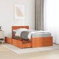 vidaXL Bett mit Schubladen und Matratze Wachsbraun 90x200 Massivholz vidaXL Bett mit Schubladen und Matratze Wachsbraun 90x200 Massivholz