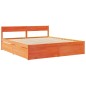 vidaXL Bett mit Schubladen und Matratze Wachsbraun 180x200 Massivholz vidaXL Bett mit Schubladen und Matratze Wachsbraun 180x200 Massivholz