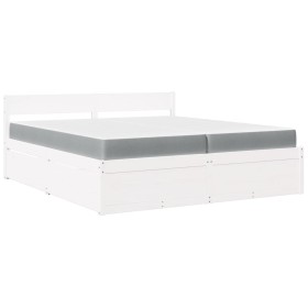 vidaXL Bett mit Schubladen und Matratze Weiß 200x200 cm Massivholz