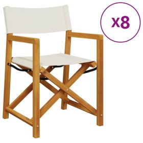 vidaXL Klappbare Gartenstühle 8 Stk. Cremeweiß Stoff