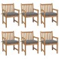 vidaXL Gartenstühle 6 Stk. mit Grauen Kissen Massivholz Teak vidaXL Gartenstühle 6 Stk. mit Grauen Kissen Massivholz Teak