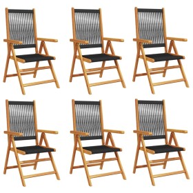 vidaXL Gartenstuhl Verstellbar 6 Stk. Schwarz Massivholz Akazie