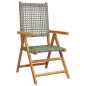 vidaXL Gartenstuhl Verstellbar 6 Stk. Grau Poly Rattan Massivholz vidaXL Gartenstuhl Verstellbar 6 Stk. Grau Poly Rattan Massivholz