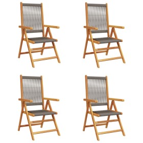 vidaXL Gartenstuhl Verstellbar 4 Stk. Grau Massivholz Akazie