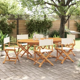 vidaXL Klappbare Gartenstühle 6 Stk. Cremeweiß Stoff