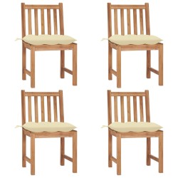 Gartenstühle 4 Stk. mit Kissen Massivholz Teak