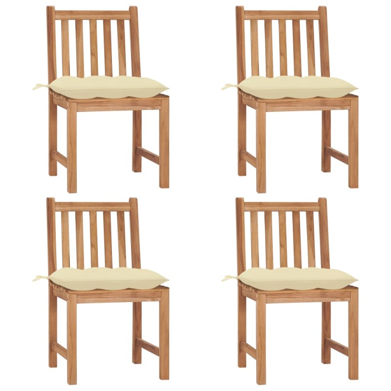 Gartenstühle 4 Stk. mit Kissen Massivholz Teak Gartenstühle 4 Stk. mit Kissen Massivholz Teak