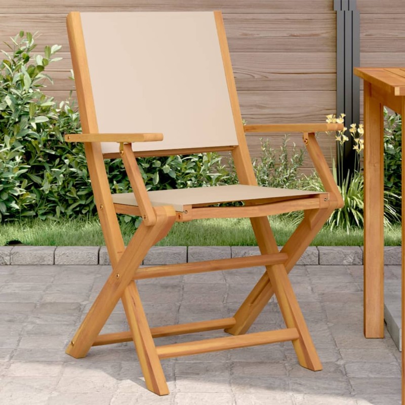vidaXL Gartenstühle 2 Stk. Beige Massivholz Akazie & Stoff vidaXL Gartenstühle 2 Stk. Beige Massivholz Akazie & Stoff