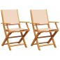 vidaXL Gartenstühle 2 Stk. Beige Massivholz Akazie & Stoff vidaXL Gartenstühle 2 Stk. Beige Massivholz Akazie & Stoff