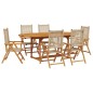 vidaXL 7-tlg. Garten-Essgruppe Poly Rattan und Massivholz Beige vidaXL 7-tlg. Garten-Essgruppe Poly Rattan und Massivholz Beige