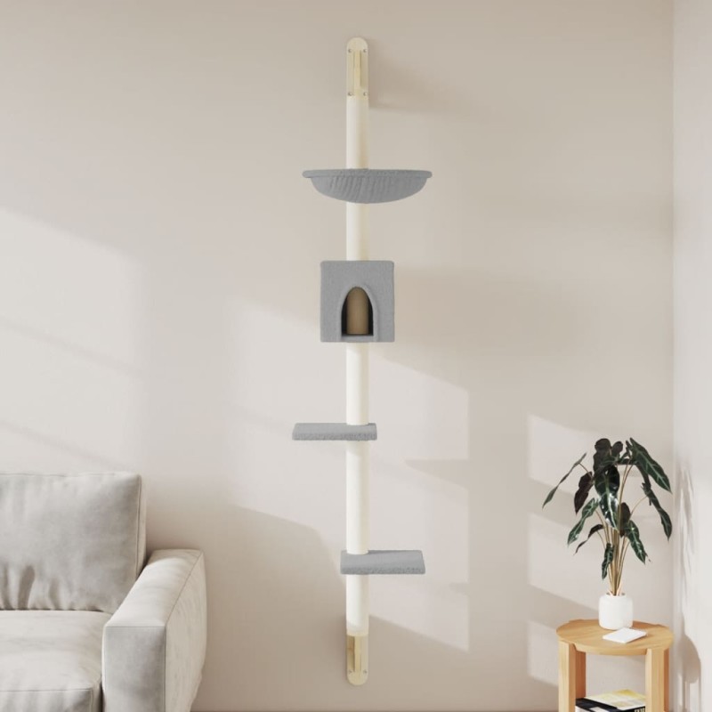 vidaXL Kratzbaum mit Kratzsäule Wandmontage Hellgrau 187 cm vidaXL Kratzbaum mit Kratzsäule Wandmontage Hellgrau 187 cm