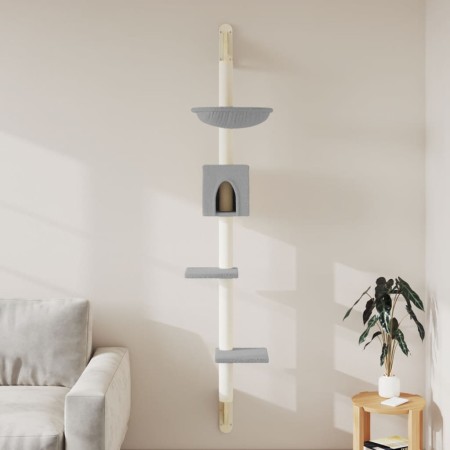vidaXL Kratzbaum mit Kratzsäule Wandmontage Hellgrau 187 cm