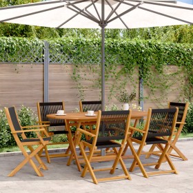 vidaXL Gartenstühle 6 Stk. Klappbar Schwarz Massivholz Akazie