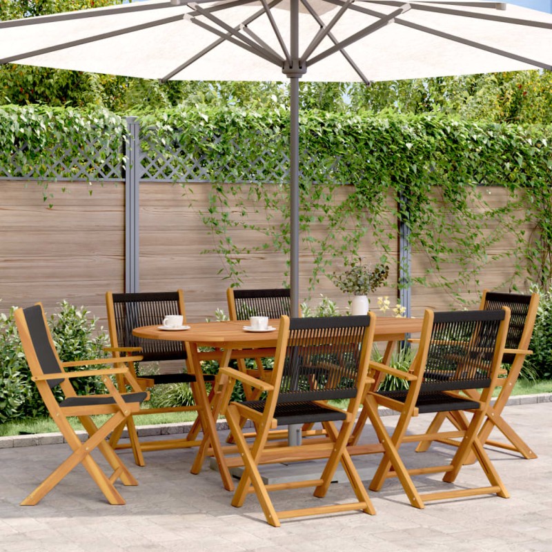 vidaXL Gartenstühle 6 Stk. Klappbar Schwarz Massivholz Akazie vidaXL Gartenstühle 6 Stk. Klappbar Schwarz Massivholz Akazie