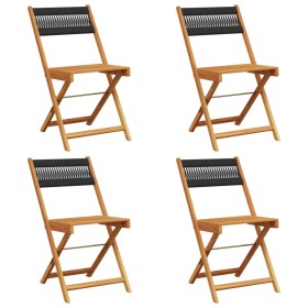 vidaXL Gartenstühle 4 Stk. Klappbar Schwarz Massivholz Akazie