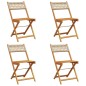vidaXL Gartenstühle 4 Stk. Klappbar Beige Poly Rattan & Massivholz vidaXL Gartenstühle 4 Stk. Klappbar Beige Poly Rattan & Massivholz