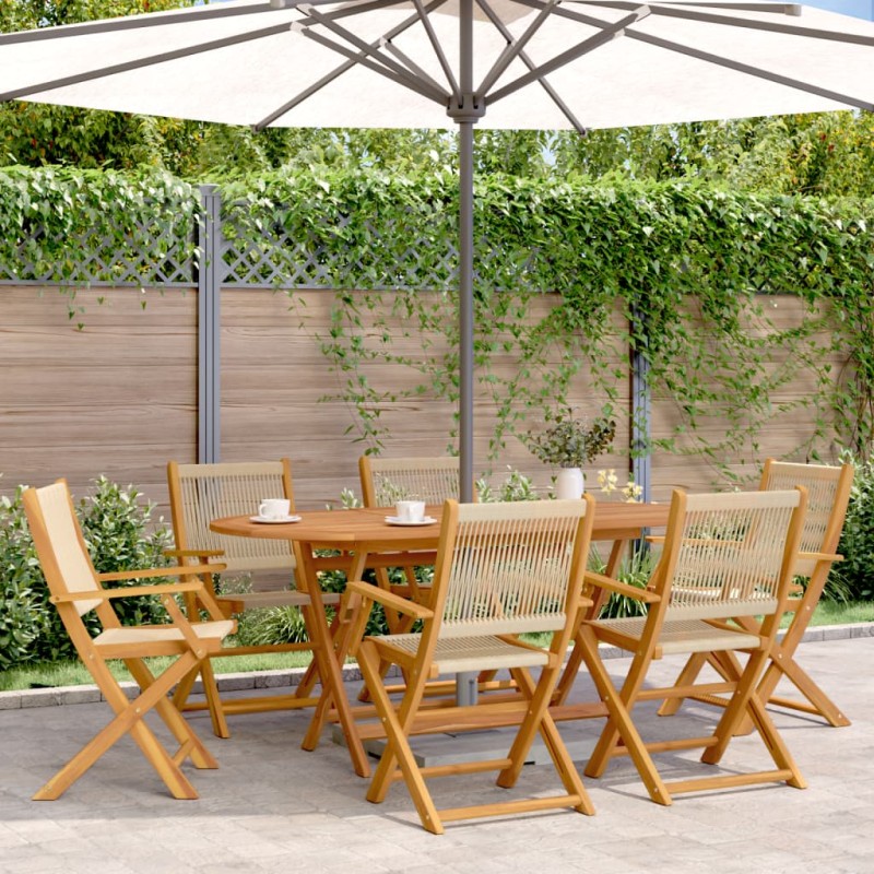 vidaXL Gartenstühle 6 Stk. Klappbar Beige Massivholz Akazie vidaXL Gartenstühle 6 Stk. Klappbar Beige Massivholz Akazie