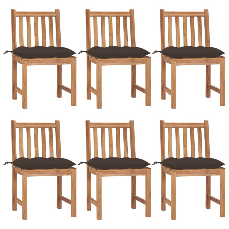 Gartenstühle 6 Stk. mit Kissen Massivholz Teak Gartenstühle 6 Stk. mit Kissen Massivholz Teak