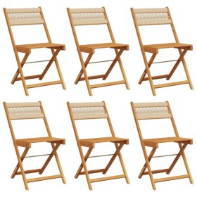 vidaXL Gartenstühle 6 Stk. Klappbar Beige Massivholz Akazie