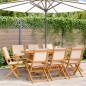 vidaXL Gartenstühle 8 Stk. Klappbar Beige Stoff und Massivholz vidaXL Gartenstühle 8 Stk. Klappbar Beige Stoff und Massivholz