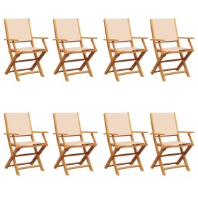 vidaXL Gartenstühle 8 Stk. Klappbar Beige Stoff und Massivholz