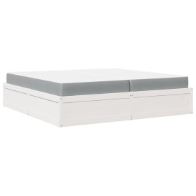 vidaXL Bett mit Matratze Weiß 200x200 cm Massivholz Kiefer
