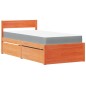 vidaXL Bett mit Schubladen und Matratze Wachsbraun 90x190 Massivholz vidaXL Bett mit Schubladen und Matratze Wachsbraun 90x190 Massivholz
