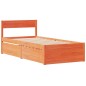 vidaXL Bett mit Schubladen und Matratze Wachsbraun 90x190 Massivholz vidaXL Bett mit Schubladen und Matratze Wachsbraun 90x190 Massivholz
