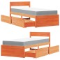 vidaXL Bett mit Schubladen und Matratze Wachsbraun 90x190 Massivholz vidaXL Bett mit Schubladen und Matratze Wachsbraun 90x190 Massivholz