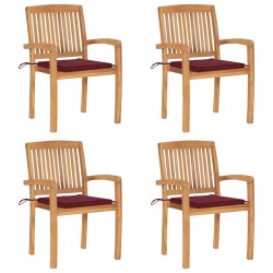 vidaXL Stapelbare Gartenstühle mit Kissen 4 Stk. Massivholz Teak