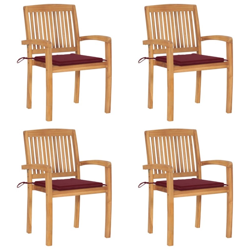 vidaXL Stapelbare Gartenstühle mit Kissen 4 Stk. Massivholz Teak vidaXL Stapelbare Gartenstühle mit Kissen 4 Stk. Massivholz Teak