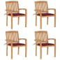 vidaXL Stapelbare Gartenstühle mit Kissen 4 Stk. Massivholz Teak vidaXL Stapelbare Gartenstühle mit Kissen 4 Stk. Massivholz Teak