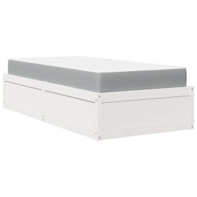 vidaXL Bett mit Matratze Weiß 90x190 cm Massivholz Kiefer