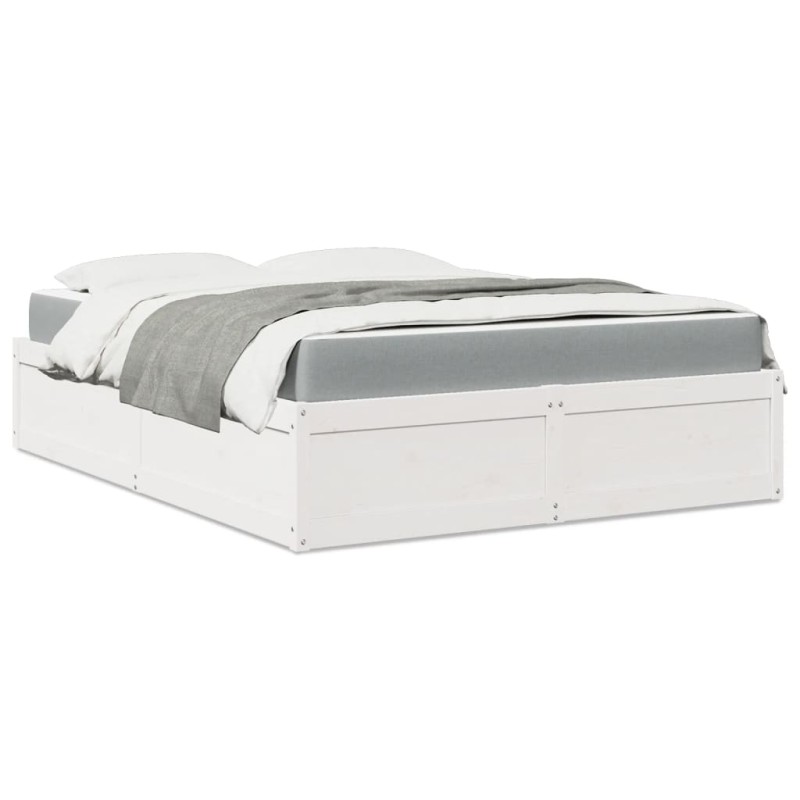 vidaXL Bett mit Matratze Weiß 140x200 cm Massivholz Kiefer vidaXL Bett mit Matratze Weiß 140x200 cm Massivholz Kiefer