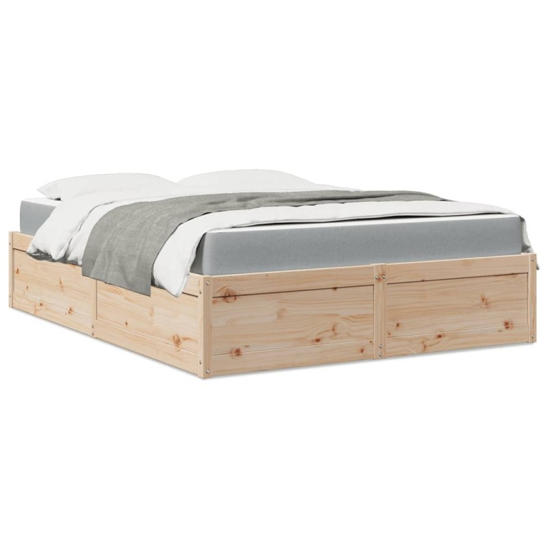 vidaXL Bett mit Matratze 160x200 cm Massivholz Kiefer vidaXL Bett mit Matratze 160x200 cm Massivholz Kiefer