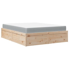 vidaXL Bett mit Matratze 160x200 cm Massivholz Kiefer