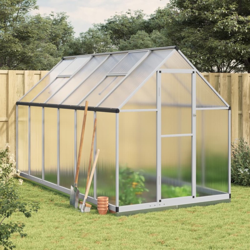 vidaXL Gewächshaus mit Fundamentrahmen Silber 334x169x202cm Aluminimum vidaXL Gewächshaus mit Fundamentrahmen Silber 334x169x202cm Aluminimum