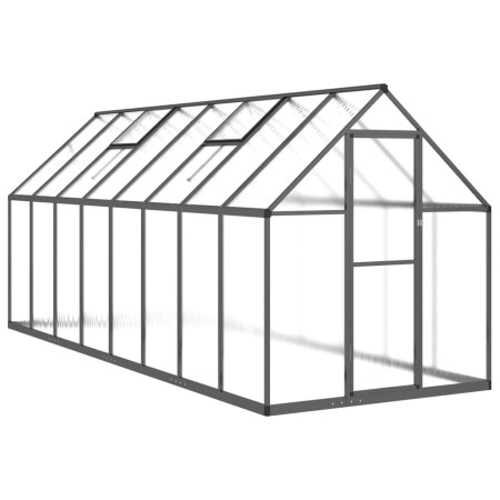vidaXL Gewächshaus mit Fundamentrahmen Anthrazit 445x169x195 cm Alu