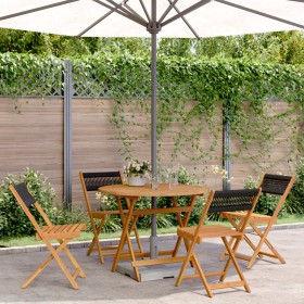 vidaXL 5-tlg. Garten-Essgruppe Polypropylen und Massivholz Schwarz