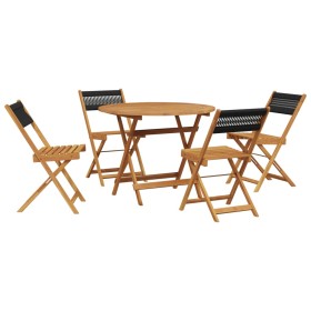 vidaXL 5-tlg. Garten-Essgruppe Polypropylen und Massivholz Schwarz