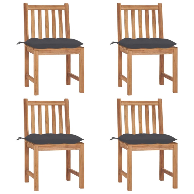 Gartenstühle 4 Stk. mit Kissen Massivholz Teak Gartenstühle 4 Stk. mit Kissen Massivholz Teak