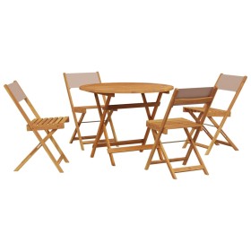 vidaXL 5-tlg. Garten-Essgruppe Stoff und Massivholz Taupe