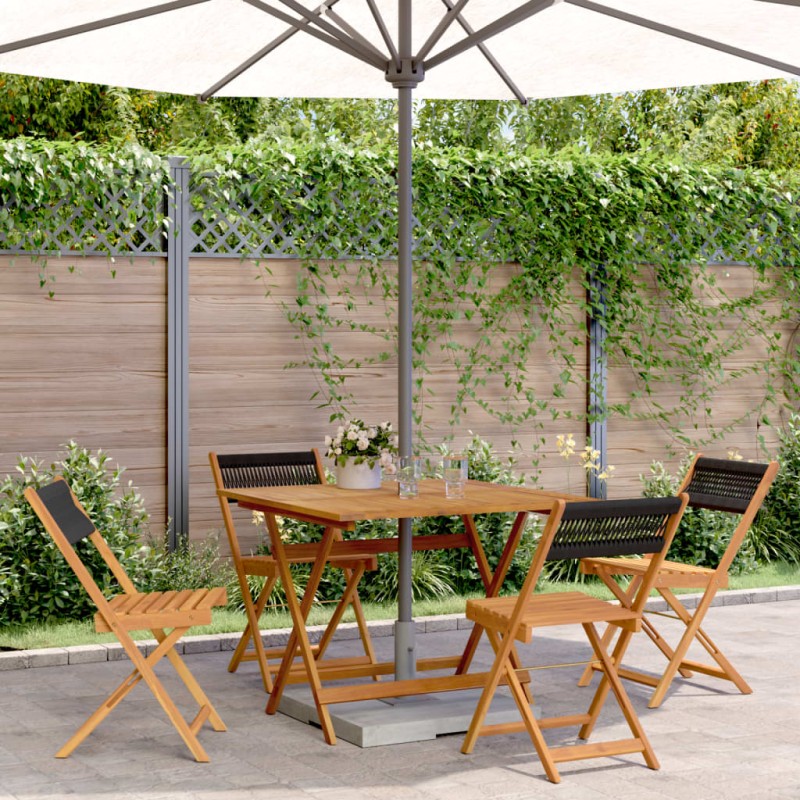 vidaXL 5-tlg. Garten-Essgruppe Polypropylen und Massivholz Schwarz vidaXL 5-tlg. Garten-Essgruppe Polypropylen und Massivholz Schwarz