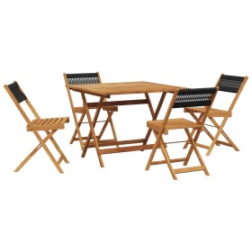 vidaXL 5-tlg. Garten-Essgruppe Polypropylen und Massivholz Schwarz