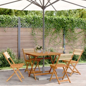 vidaXL 5-tlg. Garten-Essgruppe Polypropylen und Massivholz Beige