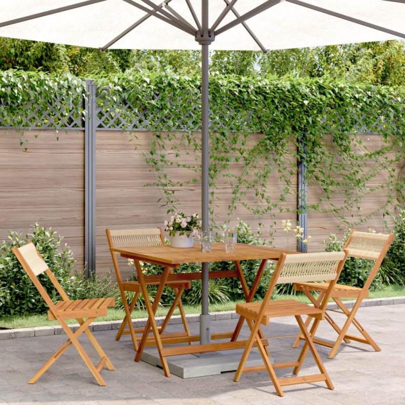 vidaXL 5-tlg. Garten-Essgruppe Polypropylen und Massivholz Beige vidaXL 5-tlg. Garten-Essgruppe Polypropylen und Massivholz Beige
